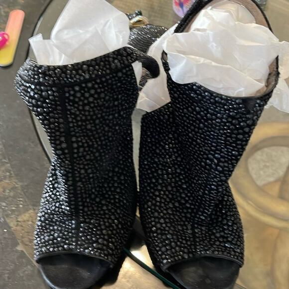 Shoes heels Jeffery Campbell heel strap open toe black size 8 pebbled, black . - Picture 3 of 7